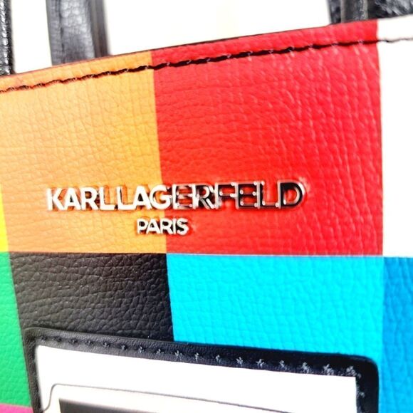 Karl Lagerfield Colorblock Top Handle Crossbody Multi Colored Bag NWT - Picture 10 of 10
